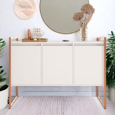 Buffet 3 Portas Aparador Londres - Branco Cobre Branco Cobre