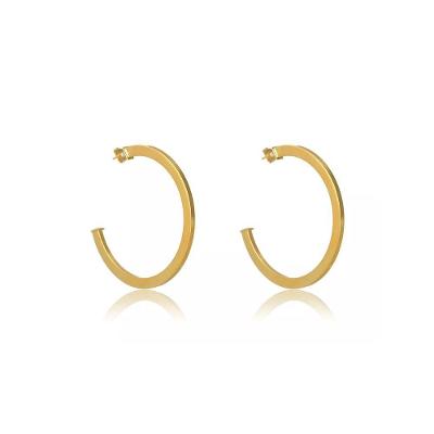 Brinco Argola Grande Clássica Folheado Em Ouro 18k
