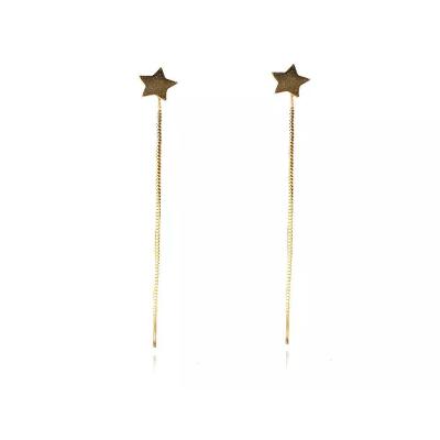Brinco De Fio Com Estrela Folheado Em Ouro 18k