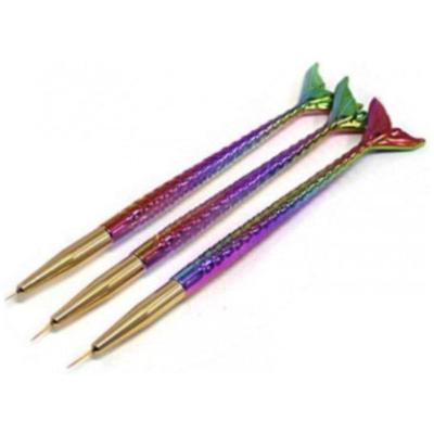 Kit 3 Pincéis Sereia Francesinha Fina Decoração Manicure