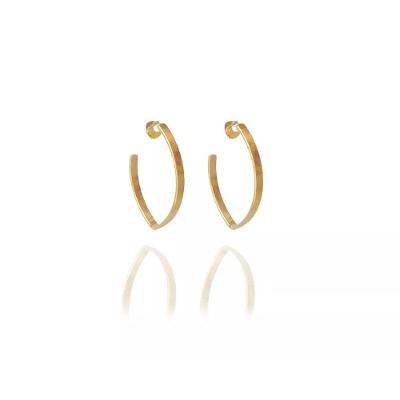 Brinco Argola Oval Folheado A Ouro 18k