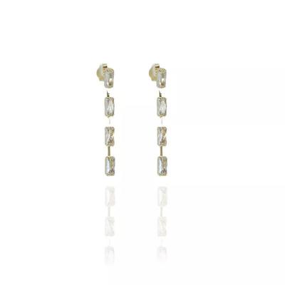 Brinco Corrente De Zircônias Folheado A Ouro 18k