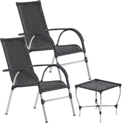 Conjunto De Cadeiras E Mesa De Centro Área Trama Original Preto
