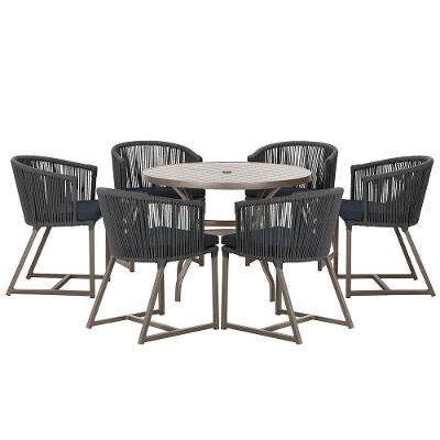 Mesa Com 6 Cadeiras De Jantar Noronha E12 Trama Original Preto