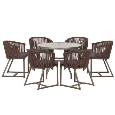 Mesa Com 6 Cadeiras Jantar Noronha Marrom E11 Trama Original Marrom