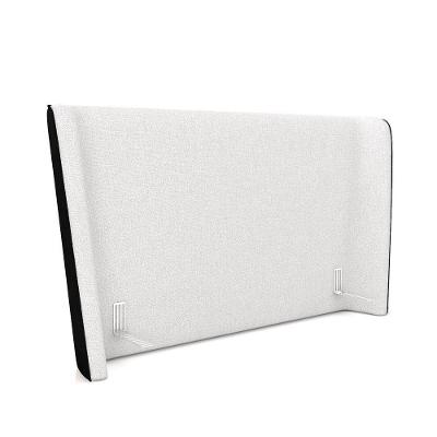 Cabeceira Design Para Cama Queen Torres Pés Em Madeira Pu/bouclê Preto/off White G91 - Gran Belo