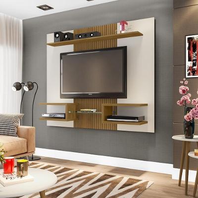 Painel Para Tv Rio Off White Cinomomo Efeito Ripado