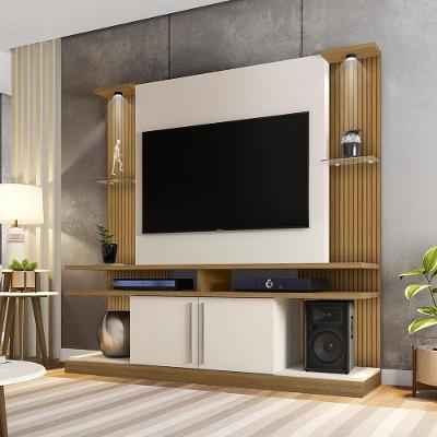 Estante Para Tv França Cinomomo Off White Efeito Ripado