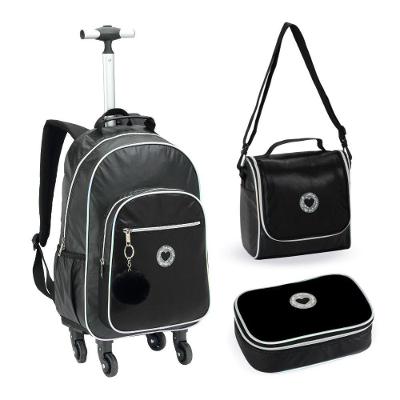 Kit Mochila De Rodinhas + Lancheira + Estojo Just Love Denlex Preta