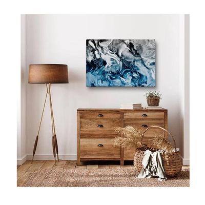Quadro Decorativo Abstrato Blue And Silver C- Moldura Dourada Tamanho:100 X 70 Cm
