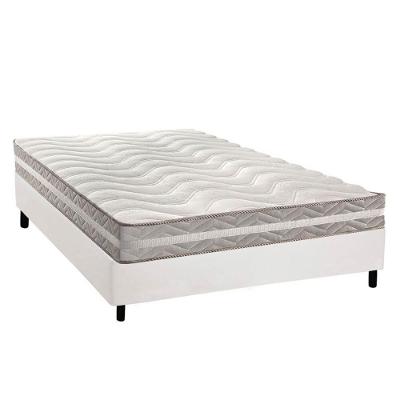 Cama Box Casal: Colchão Espuma D33 Paropas D45- Pro Sono Double Face Prata + Base Crc Courano White (138x188)