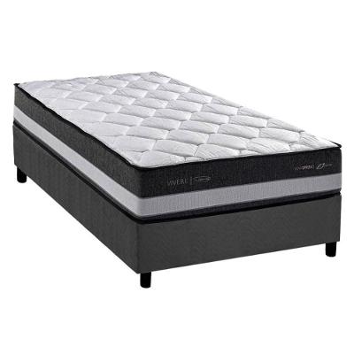 Cama Box Solteiro: Colchão Molas Bonnel Herval Maxspring Minsque C1625 + Base Crc Suede Gray (88x188x27)
