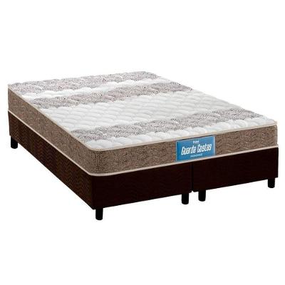 Cama Box King: Colchão Espuma D33 Probel Anatômico Guarda Costas Próintense + Base Crc Suede Brown (193x203)