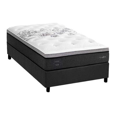 Cama Box Solteiro: Colchão Molas Ensacadas Herval Partenon C1629 Viscogel + Base Crc Suede Gray (88x188x33)