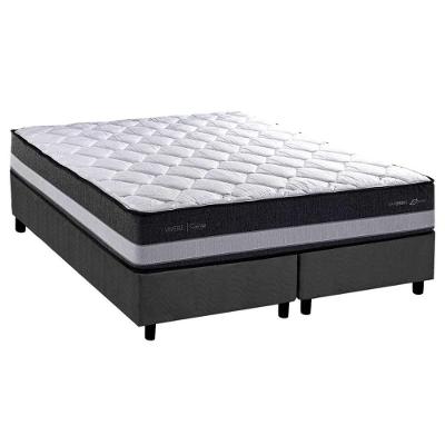 Cama Box Queen: Colchão Molas Bonnel Herval Maxspring Minsque C1625 + Base Crc Suede Gray (158x198x27)
