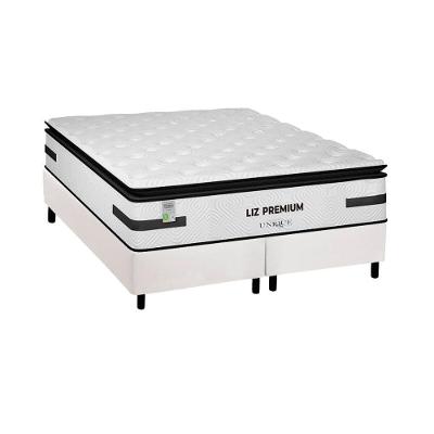 Cama Box Queen: Colchão Molas Masterpocket Ensacadas Plumatex Liz Premium D33 + Base Crc Courano White (158x198)