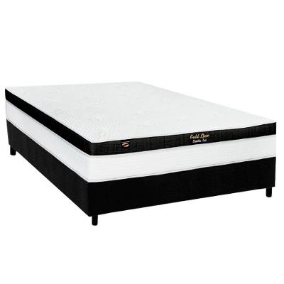 Cama Box Casal: Colchão Molas Ensacadas Luckspuma Gold Line Elastic Gel + Base Crc Suede Black (138x188)