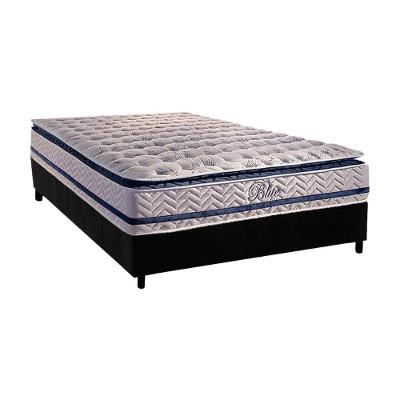Cama Box Casal: Colchão Molas Masterpocket Ensacadas Paropas Blue + Base Crc Rústico Black (138x188)