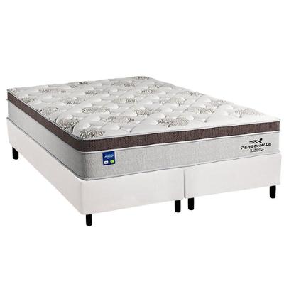 Cama Box Queen: Colchão Molas Masterpocket Ensacadas Plumatex Personalle + Base Crc Courano White (158x198)