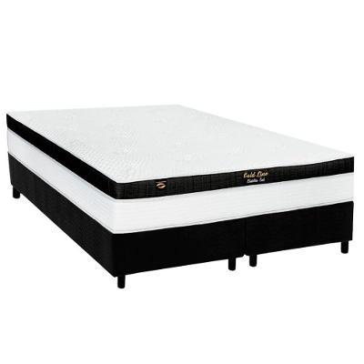 Cama Box Queen: Colchão Molas Masterpocket Ensacadas Luckspuma Gold Line Elastic Gel + Base Crc Suede Black (158x198)