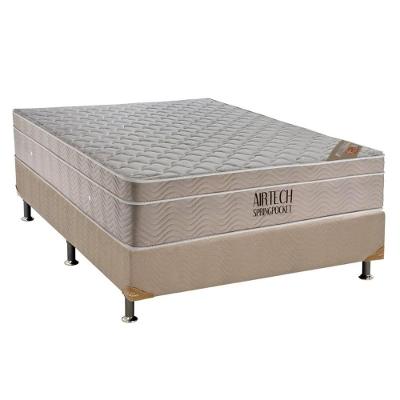 Cama Box Casal: Colchão Molas Superpocket Ensacadas Ortobom Fort Airtech + Base Crc Suede White (138x188)