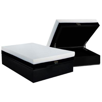 Cama Box Baú Casal: Colchão Molas Ensacadas Luckspuma Gold Line Elastic Zipper + Base Crc Suede Black (138x188)