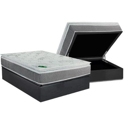 Cama Box Baú Casal: Colchão Molas Ensacadas Luckspuma Maxi Life + Base Crc Suede Gray (138x188)