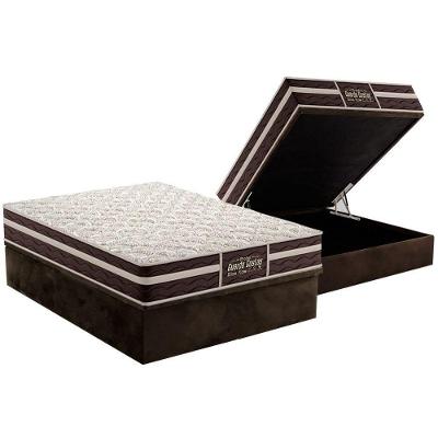 Cama Box Baú Casal: Colchão Anatômico Probel Guarda Costas Extra Firme + Base Crc Suede Brown (138x188)