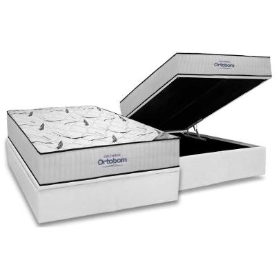 Cama Box Baú Casal: Colchão Espuma D45 Ortobom Highfoam + Base Crc Courano White (138x188)