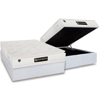 Cama Box Baú Casal: Colchão Molas Ensacadas Luckspuma Satisfaction Plus White + Base Crc Courano White (138x188)