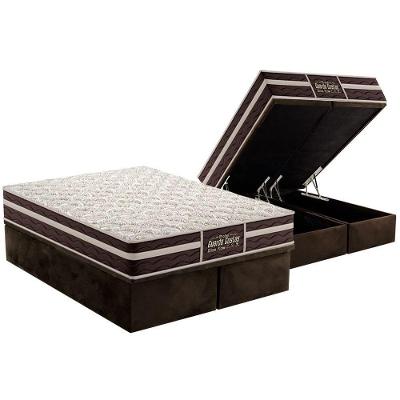 Cama Box Baú King: Colchão Anatômico Probel Guarda Costas Extra Firme + Base Crc Suede Brown (193x203)