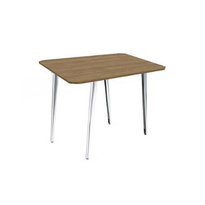 Mesa Para Cozinha Iguaçu Aço Com Tampo Madeirado 90x90cm Cromada Nogueira Kappesberg