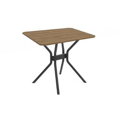 Mesa Para Cozinha Loire Aço Com Tampo Madeirado 90x90cm Preto Fosco Nogueira Kappesberg