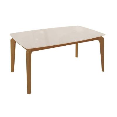 Mesa Para Cozinha Petra Com Tampo Madeirado Com Vidro 90x170cm Carvalho Off White Vidro Off White Kappesberg