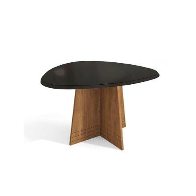 Mesa Para Cozinha Lótus Com Tampo Madeirado Com Vidro 135x105cm Freijó Preto Fosco Kappesberg