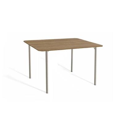 Mesa Para Cozinha Sena Aço Com Tampo Madeirado 136x90cm Niquel Nogueira Kappesberg