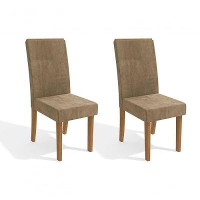 Cadeira Sala De Jantar 2cad142fr Kit 2 Un Freijo Linho Cinza A056
