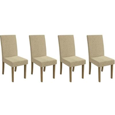 Cadeira Sala De Jantar 2cad131fr Kit 4 Un Freijo Linho Bege Claro A058