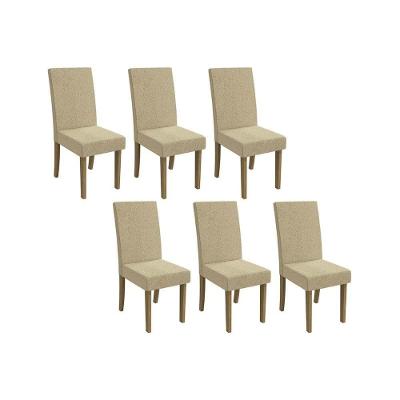 Cadeira Sala De Jantar 2cad131fr Kit 6 Un Freijo Linho Bege Claro A058