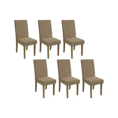 Cadeira Sala De Jantar 2cad131fr Kit 6 Un Freijo Linho Fendi A057
