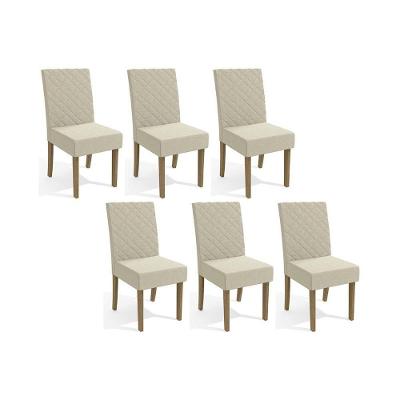 Cadeira Sala De Jantar 2cad133fr Kit 6 Un Freijó Linho Bege A019
