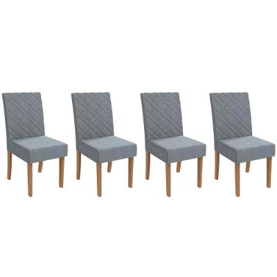 Cadeira Sala De Jantar 2cad133ng Kit 4 Un Nogueira Suede Cinza Titanio A050