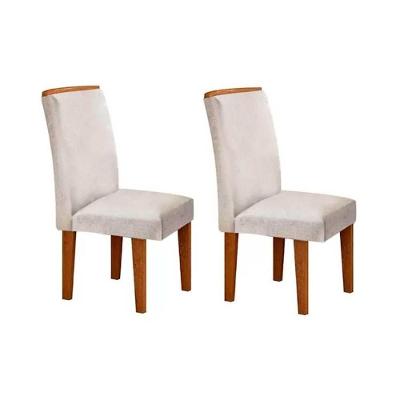 Kit 2 Cadeiras Sala Jantar Lunara 2 Un Imbuia Suede Creme Rufato