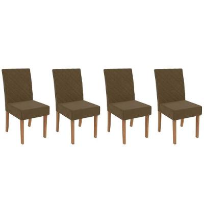 Cadeira Sala De Jantar 2cad133ng Kit 4 Un Nogueira Suede Marrom A033