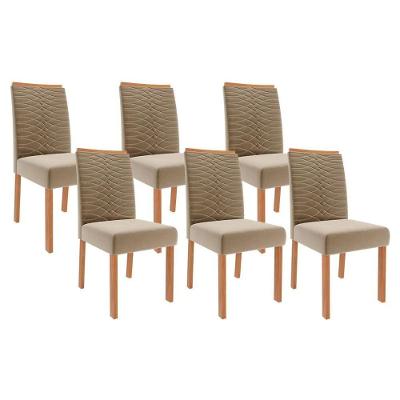 Cadeira Sala De Jantar Clarice Kit 6 Un Madeirado Suede Joli Capuccino Cimol
