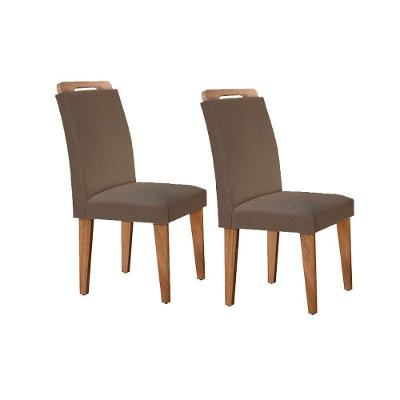 Cadeira Sala De Jantar Athenas Kit 2 Un Imbuia Suede Capuccino Rufato