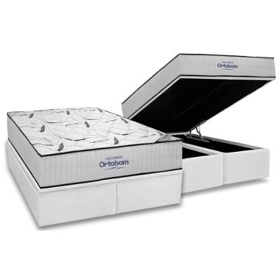 Cama Box Baú Queen: Colchão Espuma D45 Ortobom Highfoam + Base Crc Courano White (158x198)