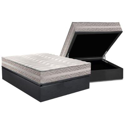 Conjunto Box Baú Casal: Colchão Espuma Paropas D28 - Master Prata Double Face 25 + Base Crc Suede Gray (138x188)