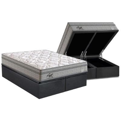 Conjunto Box Baú King: Colchão Molas Probel Ensacadas Perfil Springs + Base Crc Suede Gray (193x203)