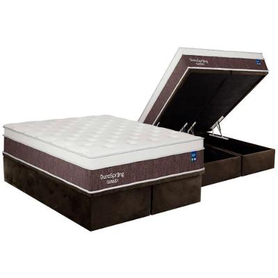 Conjunto Box Baú King: Colchão Molas Plumatex Superlastic Durospring + Base Crc Suede Brown (193x203)